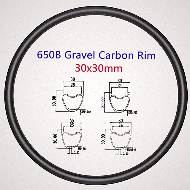 1 Pcs 650B Gravel Bike Carbon Rim 30mm Wide 30mm Deep Symmetry Asymmetry