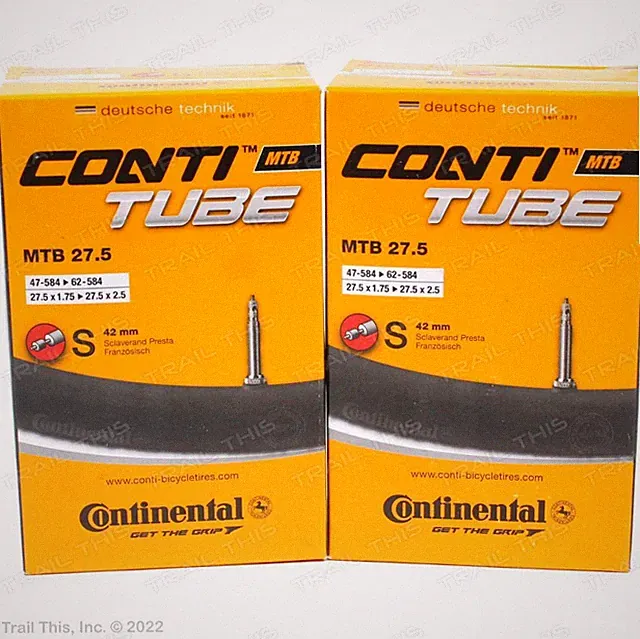 2 Continental 650b Tubes 27.5 x 1.75-2.5 42mm Presta Valve MTB Bike Two-Pack