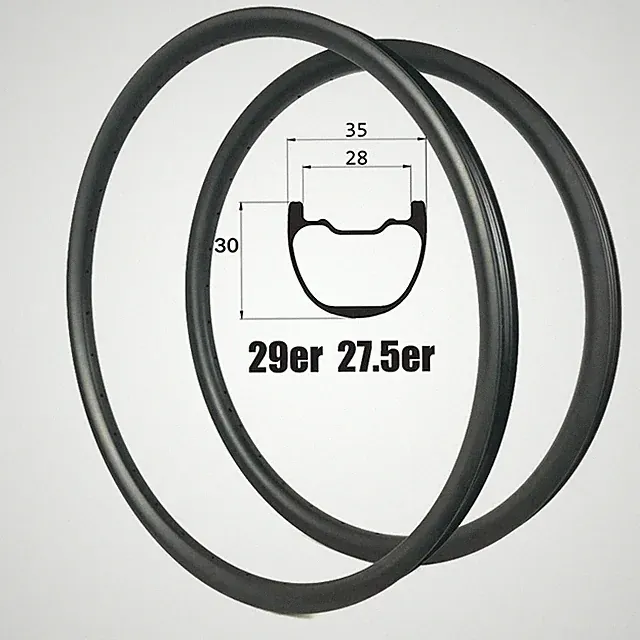 2 Pc 29/27.5er Tubeless Mountain Bike Wheels Carbon Bicycle Rims 650b UD Matte