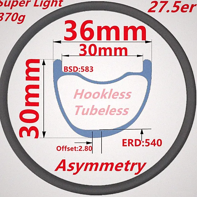 27.5ER/650B Carbon Mountain Bike Rims Hookless Rim Disc Brake Bicycle Rims