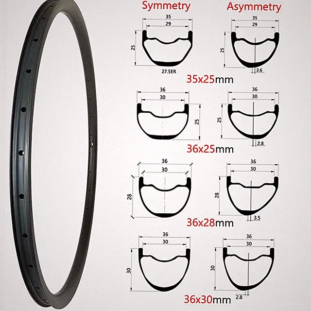 29er/27.5er Carbon XC AM MTB Bicycle Rims 650B Clincher Tubeless Bike Wheels