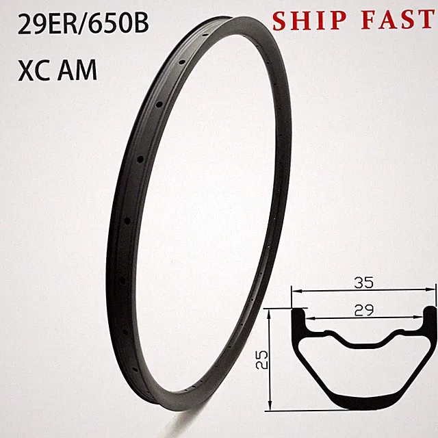 29er/650b Mountain Mtb XC AM Bike Carbon Rim 35*25mm Hookless Clincher Ring