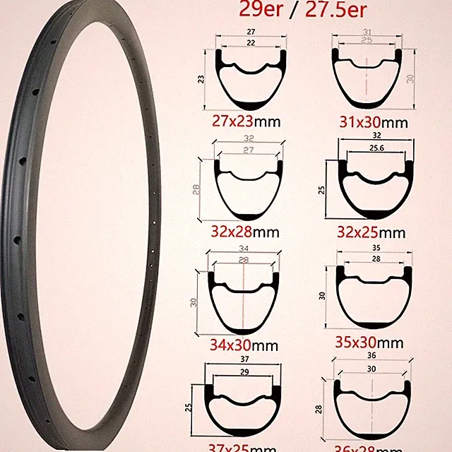 29er 650b MTB Bicycle Carbon Fiber Rims 27.5er Gravel Road Bike Wheels 28 32 32H