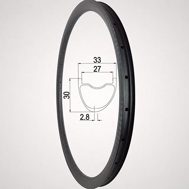 29er 650B MTB Bike Carbon Rim Asymmetric Clincher Tubeless Bicycle Wheel 30x33mm