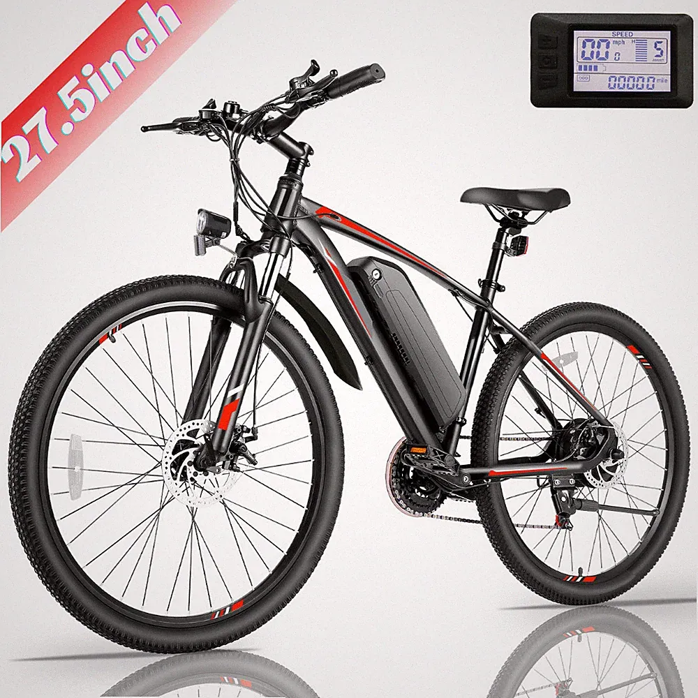 500W 48V Electric Mountain Bike, 21Speed Cruiser Bicycle 27.5" EBike+Cruise Mode