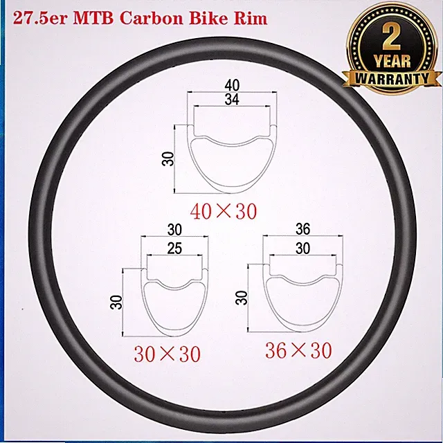 650B 27.5er XC MTB Cross Country Bicycle Carbon Fiber Rim Tubeless Clincher 32H