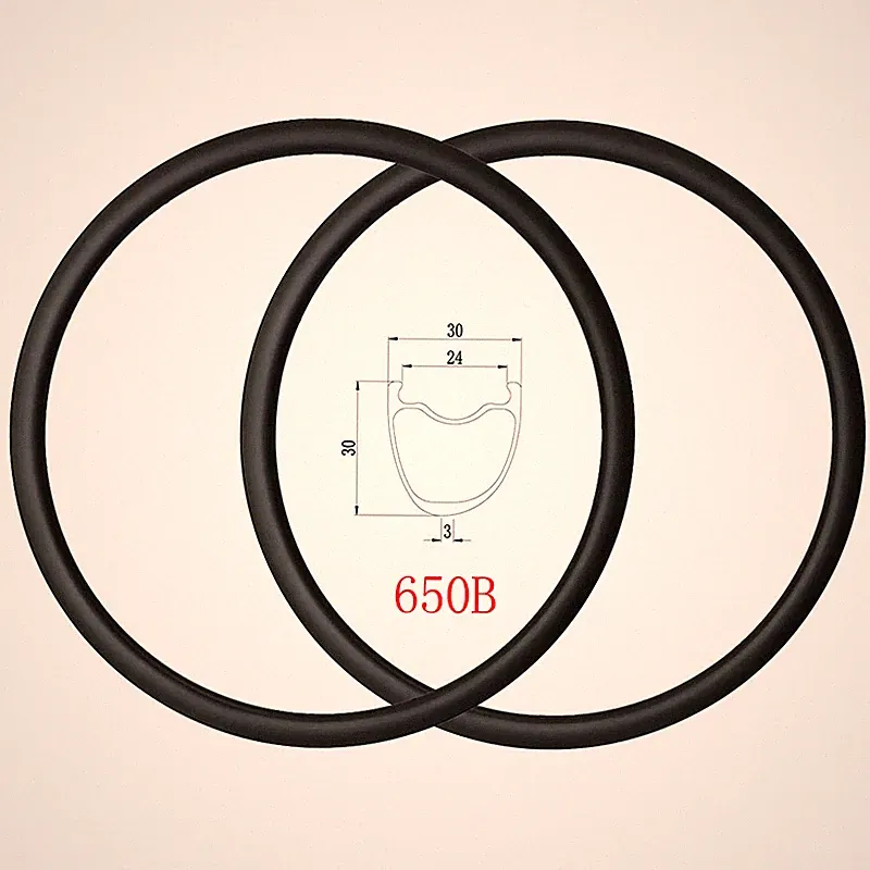 650B cross country gravel road bike carbon rims tubeless 30*30mm Asymmetric 2pcs