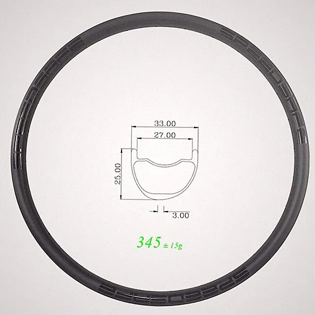 650B MTB XC Asymmetric Tubeless Carbon Rim 24 28 32H 27.5er Mountain Bike Wheels