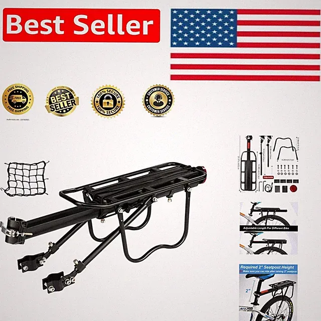 Adjustable Bike Cargo Rack: Durable Aluminum Carrier with 115 lbs Load Limit