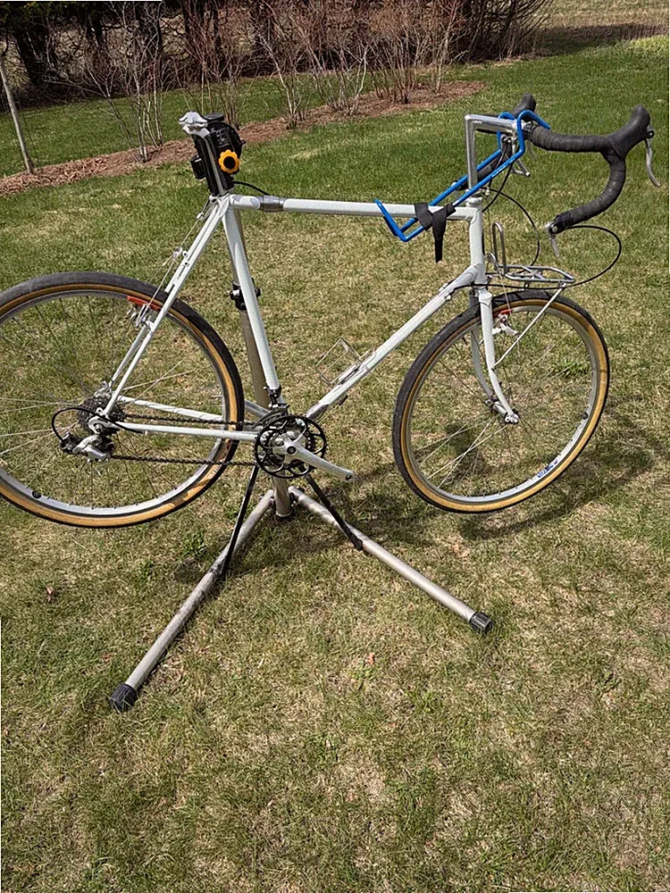 Trek 620 Bicycle 650B conversion with travel couplers, powder coated white